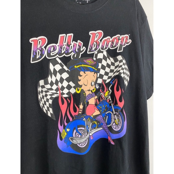 Betty Boop Biker Pinup Oversized Graphic Tee, Black - Size L - Picture 2 of 5